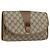 GUCCI GG Supreme Borsa Clutch Sherry Line PVC Beige Oro 89 01 030 Auth 150270 D'oro