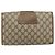 GUCCI GG Supreme Borsa Clutch Sherry Line PVC Beige Oro 89 01 030 Auth 150270 D'oro - vista 2