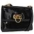Borsa a Spalla Gancini Salvatore Ferragamo Smalto Nero Oro Auth kk580 D'oro