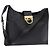 Borsa a Spalla Gancini in Pelle Nera e Oro Auth 144644 di Salvatore Ferragamo Nero D'oro