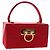 Borsa a mano Gancini in raso rosso e oro Auth 145507V di Salvatore Ferragamo D'oro