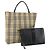 Borsa Tote in Tela e Pelle Nova Check BURBERRY 2 pezzi Nero Beige Auth 143395