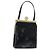 SAINT LAURENT Borsa a Mano Smalto Nero Oro Auth 154615 D'oro