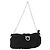 Borsa a Spalla Gancini Chain Salvatore Ferragamo Satin Nero Argento Auth 156969V