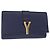 Saint Laurent Borsa Clutch Y line in pelle blu e oro Auth 157238V D'oro