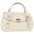Bolsa de Ombro Gancini em Couro Branco e Prata da Salvatore Ferragamo Auth ka722