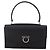 Borsa a Spalla Gancini in Pelle Nera e Argento Salvatore Ferragamo Auth 153903 Nero