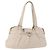 Borsa a Spalla Gancini in Pelle Argento Bianca Auth 149671 di Salvatore Ferragamo Bianco