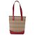 Borsa Tote Nova Check in Tela e Pelle BURBERRY Beige Rosso Oro Auth gh1367 D'oro - vista 2