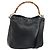 Bolsa de mão em couro Gucci Bamboo 2way Preto Ouro 001 1998 1638 Auth BA8637 Dourado