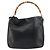 Bolsa de mão em couro Gucci Bamboo 2way Preto Ouro 001 1998 1638 Auth BA8637 Dourado - vista 2