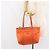 Borsa Tote PRADA in nylon e pelle arancione argento Auth gh1423 - vista 24