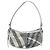 Borsa a Spalla Burberry Nova Check PVC Argento Auth 156475