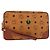 MCM Logogram Vicetos Clutch Bag de Cuero PVC Marrón Dorado Auth 148568V