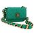 CHANEL Mini Matelassé 11 Borsa a Spalla Catena Tela Verde Oro CC Auth 158908SM D'oro