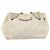 Borsa a spalla CHANEL in tela bianca con cucitura a V e CC argento Auth gh1368 Bianco - vista 2