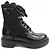 Prada 3LF7 gebürstete Lederstiefel Schwarz