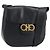 Borsa a Spalla Gancini in Pelle Nera e Oro Salvatore Ferragamo Auth 156463 Nero D'oro