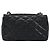Sac à bandoulière matelassé CHANEL en cuir d'agneau noir avec chaîne dorée CC Auth ki6227 - vue 2