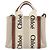 Chloé Borsa a mano Woody in tela e pelle Chloe 2 in 1 Beige Oro Auth am9996 D'oro - vista 13