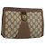 GUCCI GG Supreme Web Sherry Line Clutch Bag PVC Beige Oro 89 01 032 Auth 153730 D'oro