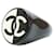 Anello in plastica bicolore Chanel Nero Bianco - vista 11