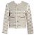 Céline Giacca Rigata in Cotone e Lino Crema Navy Beige