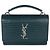 Cartera de cadena Monogram Sunset en piel de ternera con estampado de cocodrilo teal de Saint Laurent