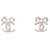 Orecchini Chanel Fiocco Metallo Argentato e Strass Argento