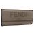 FENDI Continental Geldbörse aus grauem Leder mit Gold Auth 157935 Braun Golden