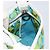 Céline Borsa a Spalla CELINE Circle in Tela e Pelle Blu Verde Chiaro Auth 157872 - vista 21