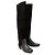 Botas altas de cuero de ante con tacón de bambú Gucci Negro - vista 2
