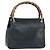 GUCCI Bamboo Hand Bag Leather Navy gold 000 3444 0575 Auth bs32136 Golden Navy blue
