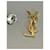 Yves Saint Laurent YSL Monogramm Logo Brosche Gold Golden  - Ansicht 5