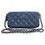 Borsa a spalla in pelle di vitello grana blu navy Chanel