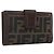 Portafoglio compatto in tela Zucca FENDI Nero Marrone Argento Auth 158172