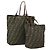 Conjunto de 2 bolsas de mão em lona Zucca FENDI Preto Marrom Auth ar13914