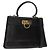 Borsa a mano in pelle Gancini 2 in 1 nera e oro Salvatore Ferragamo Auth ka1065 Nero D'oro