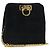Borsa a Spalla Gancini Chain di Salvatore Ferragamo in Camoscio Nero e Oro Auth 148567 D'oro