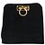 Borsa a Spalla Gancini Chain di Salvatore Ferragamo in Camoscio Nero e Oro Auth 148567 D'oro - vista 13