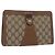 GUCCI GG Supreme Web Sherry Line Clutch Bag PVC Beige Rosso 89 01 032 Auth 157755