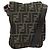 Borsa a Spalla in Tela Zucca FENDI Nera Marrone Auth 156141 Nero