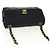 CHANEL Mini Matelassé 18 Bolsa de Hombro con Cadena Satén Negro Oro CC Auth 159010V Dorado - vista 6