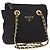 Bolsa de Ombro com Corrente PRADA em Nylon Preto e Dourado Auth bs32069