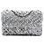 Chanel Argento Medio Classico in Satin e Paillettes Flap Singolo