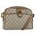 Bolsa de Ombro GUCCI GG Plus Supreme Web Sherry Line PVC Bege Ouro Auth 159949 Dourado