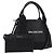 Balenciaga Cabas in tela blu navy con pelle piccolo Nero