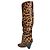 Botas Saint Laurent Niki de potro con estampado de leopardo Negro Beige Marrón oscuro