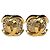Orecchini a clip con logo CC Chanel raro in strass dorati D'oro