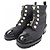 Timeless Chanel Lackleder-Stiefel mit Perlenimitation Schwarz - Ansicht 3